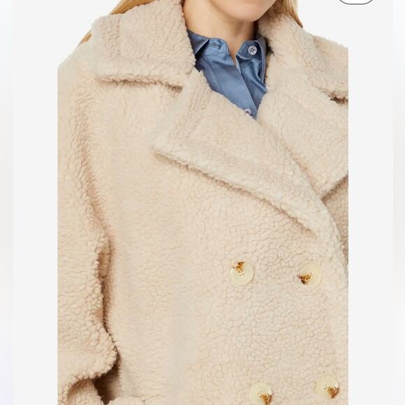 line and dot agnes cream oversized long teddy jacket trench coat Medium Large - Picture 12 of 15